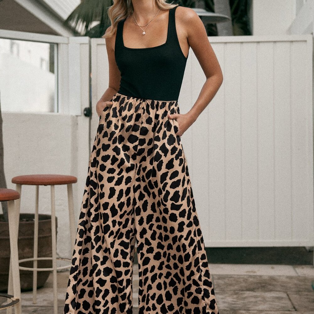 Cupshe Wide Leg Tank & Leopard Jumpsuit - Medium